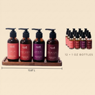 Spa Partner Kit: wooden display tray with four 8 oz oils and twelve 1 oz bottles
